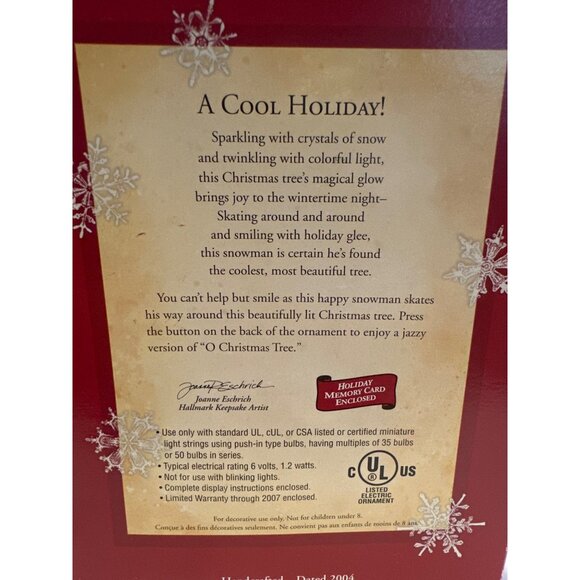 Hallmark Keepsake Snowman Skating A Cool Holiday Ornament Motion Sound Globe - Picture 12 of 12